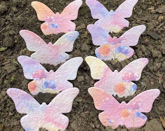 Plantable Seed Butterflies. Wildflower Paper Shapes. Rainbow DIY Wedding Favours. Seed Paper Card Making. Funeral Memorial. Thank You Gifts