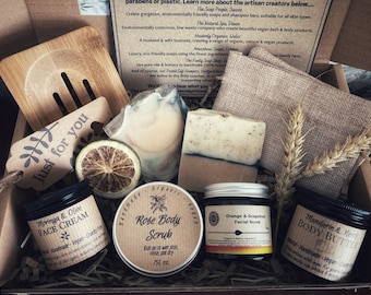 Handmade Skincare Gift Set. Luxury, Vegan Shower Hamper. Birthday Present for Her. Organic Christmas Box, New Mum, Self Care Soaps Kit.