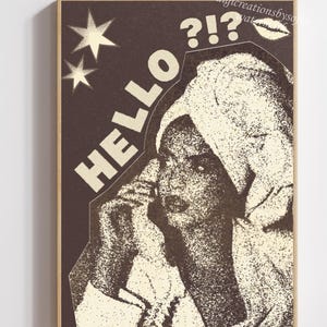 hello?!? digital print / poster / download / trendy / aesthetic / cool girl / unique / wall decor
