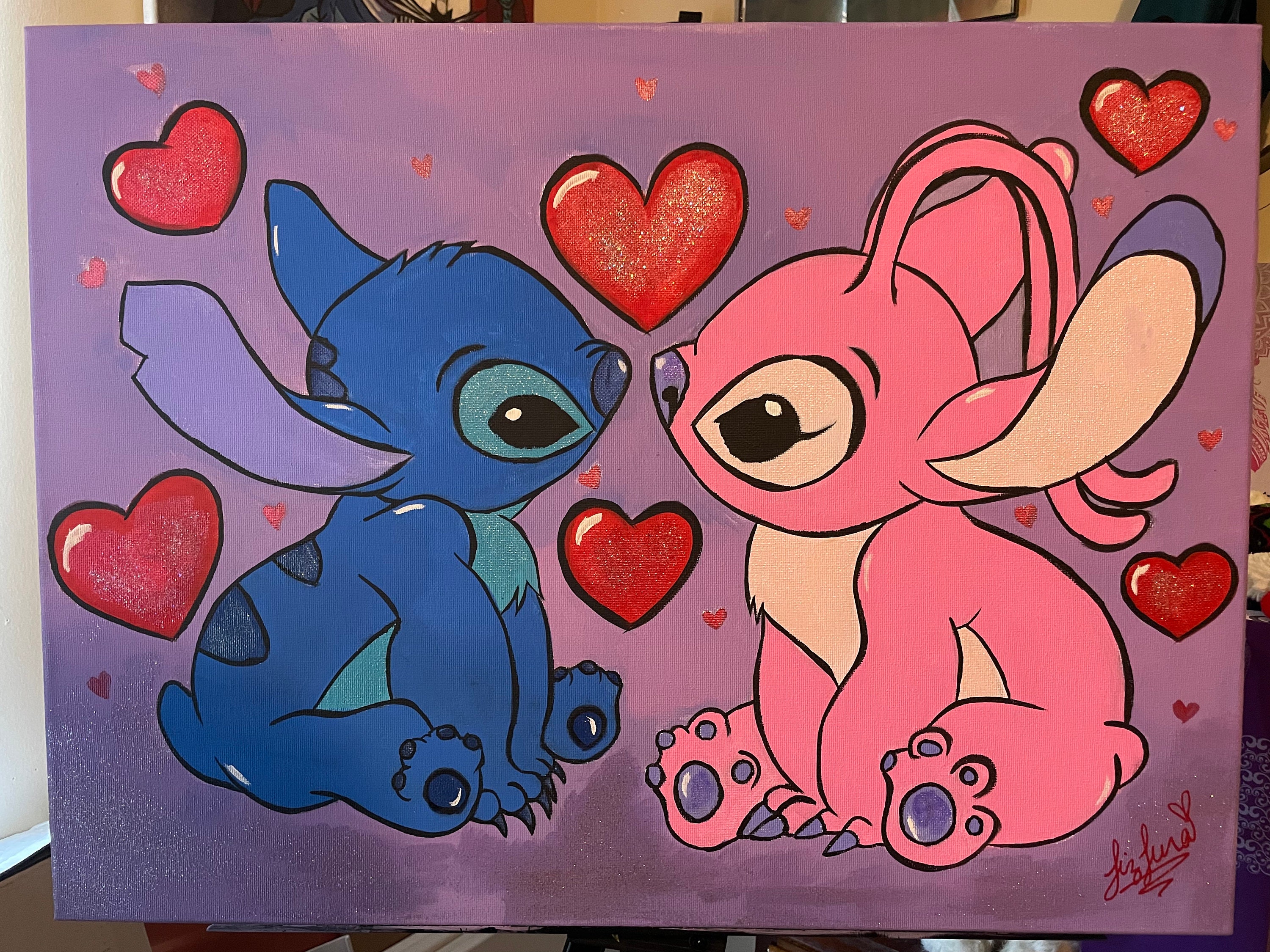 Stitch and Angel Love Etsy