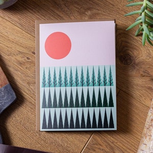 The Forest - Blank Greetings Card 7x5" | Geometric Print | Colourful Modern Greetings Card