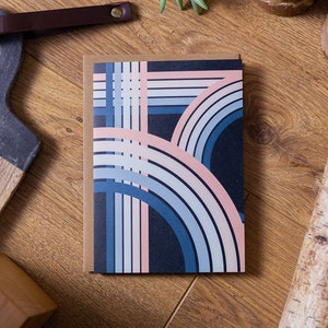 Paski - Pusta kartka z pozdrowieniami 7x5" | Geometryczny nadruk | Kolorowa nowoczesna kartka z pozdrowieniami