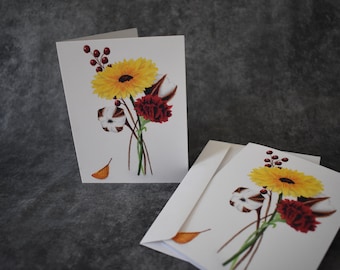 Autumn Flowers Greeting Cards (Pack of 5)