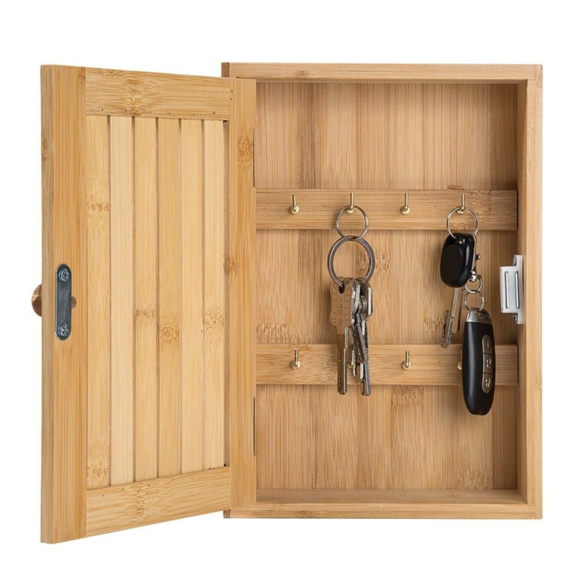 Handmade Bamboo Key Holder With 4 Dual Key Hooks Wall Bamboo Etsy UK