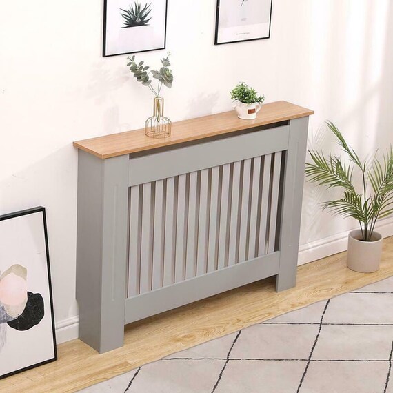New Medium Grey Oak Top Radiator Cover Wooden Wall Etsy UK