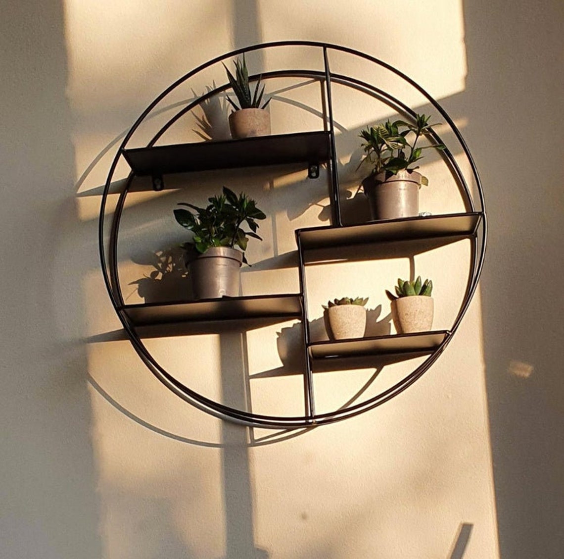 Vintage Style Round Wall Shelf Unit Floating Bookshelf Etsy