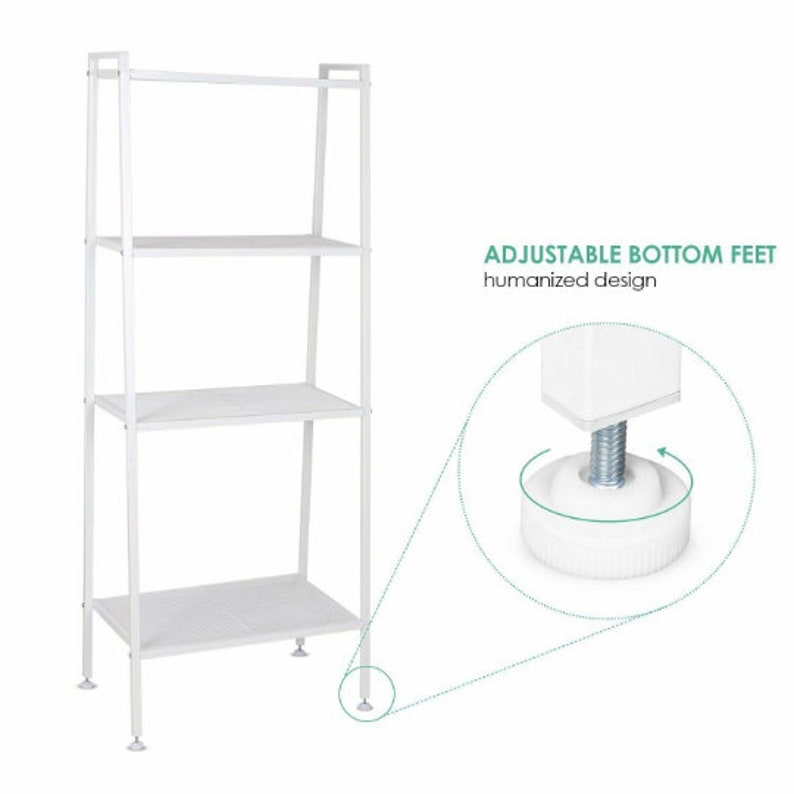 Metal Ladder Shelf 4tier Bookshelf WHITE Bookcase Storage Etsy UK