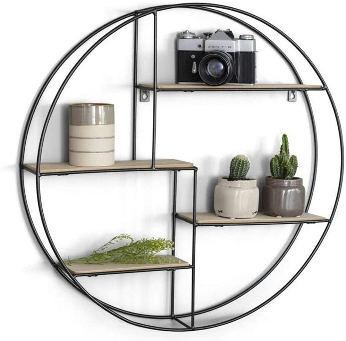 Vintage Style Round Wall Shelf Unit Floating Bookshelf Etsy