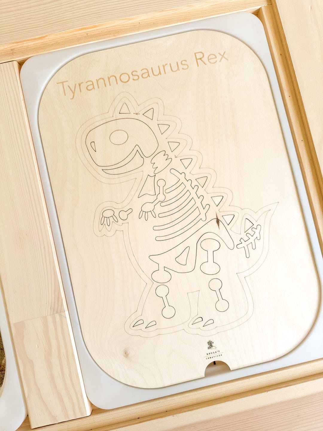 Tyrannosaurus Rex Montessori Plate – Wooden Dinosaur Learning Plate ...