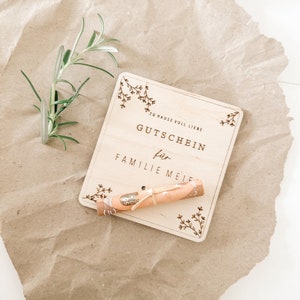 Carte en bois | Don en espèces | Carte cadeau | cadeau familial personnalisé |