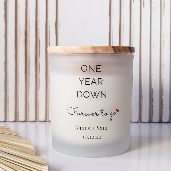 One Year Down, Forever to Go: Personalized Anniversary Candle Gift for him