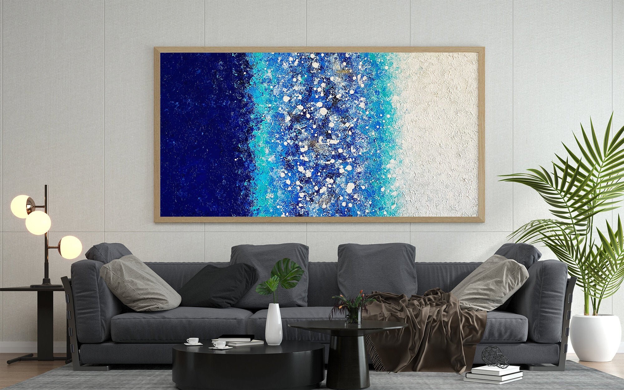 Blue and White Wall Painting Marine Wall Art Contemporary Etsy