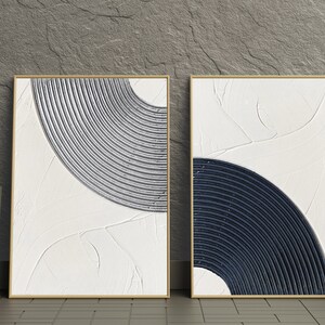 Texture Painting, Set of 2 each 12*16“ FRAMED Wall Art, White Gold Silver Black, Minimalist Wall Art,  Boho Wall Art