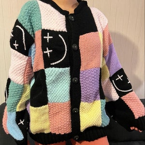 Cardigan Louis Tomlinson Sweater Patchwork Hand Knitted Sweater