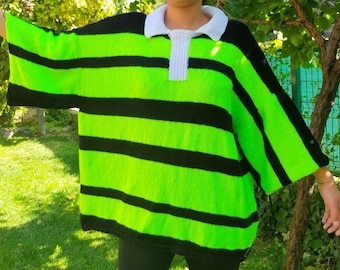 Billie Sweater Black&Yellow Sweater Collared Sweater