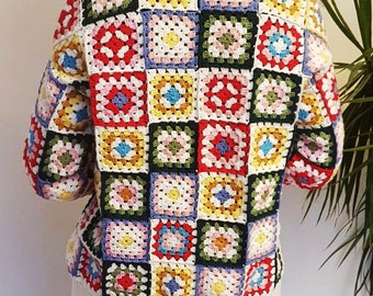 Granny Square Cardigan Patchwork Colorful jumper cardigan