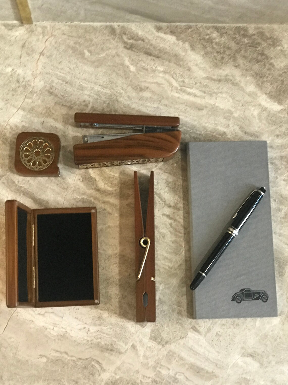 Teakwood Executive Desk Set Luxury Desk Accessory Set Luxury Etsy