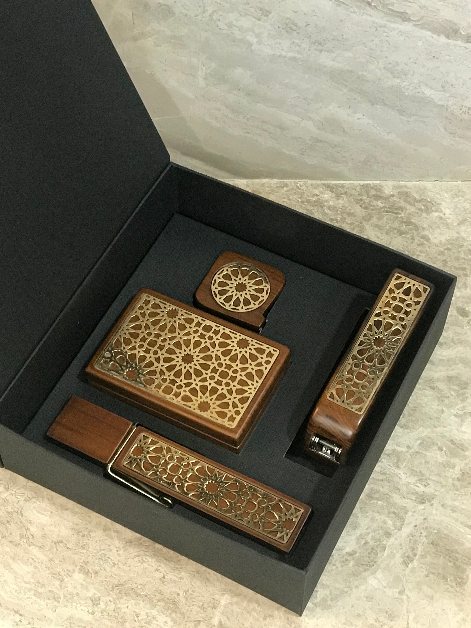 Teakwood Executive Desk Set Luxury Desk Accessory Set Luxury Etsy