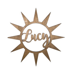 Wooden Sun Name Sign Nursery Kid&#39;s Room