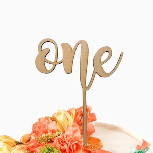First Birthday Party Cake Topper | One Cake Topper | Wood Birthday Cake Topper