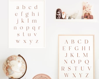 alphabet prints, abc print, downloadable art, playroom printable art, nursery decor, playroom decor, boho print, neutral print, neutral abc