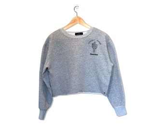 Upcycled Repurposed Women's Grey Crop Sweatshirt