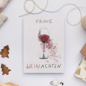 Weihnachtskarte "Frohe Weinachten, selbstgemalte Postkarte