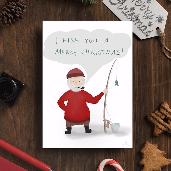 I fish you a merry Christmas - kreative Weihnachtskarte, Postkarte Weihnachten, Giftcard, Christmas Card