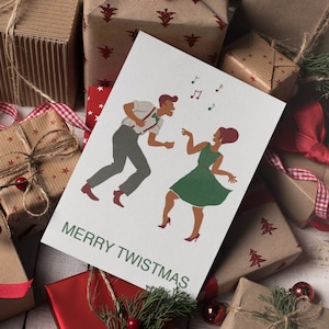 Weihnachtskarte "Merry Twistmas" Christmas Card Dancers I Postkarte Tänzer