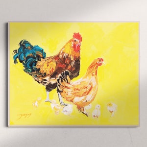 Bauernhaus Wand dekor | Bunte Huhn Wandkunst | Bauernhof Tiere Prints | Hahn Wandkunst | Tiermalerei | Druckbare Wandkunst