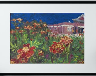 Marigold Season | Flower | Still life | Flower painting | Contemporary Art | Oil on Canvas | Modern Art |  Wall Decor