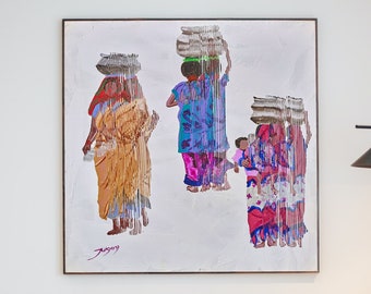 Water Jar Woman | Digital Print of Original Artwork | Woman Art Print | Contemporary Optical Art | Printable Wall Art | Wall Decor