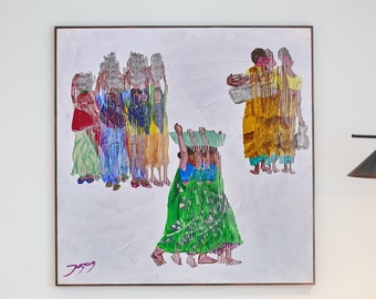 Water Jar Woman 2 | Digital Print of Original Artwork | Woman Art Print | Contemporary Optical Art | Printable Wall Art | Wall Decor