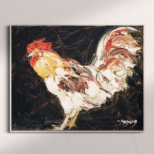 Modernes Bauernhaus Wanddekor | Huhn Wandkunst | Hahn art | Tiermalerei |  Henne Illustration | Druckbare Wandkunst