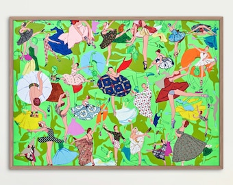 Sound of Spring|Women who do modern dance|Pictures expressing moving movements|Contemporary Art |acrylic on Canvas |Modern Art |  Wall Decor