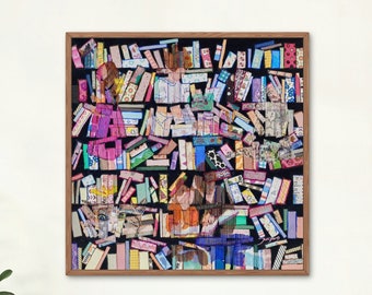 My Family | My  book cafe |The appearance of a bookshelf full of books | Colorful bookshelf | Modern art | Home decor | Wall Decor