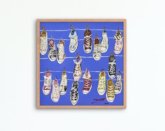 Fashion Sneakers | Healing shoes | Contemporary Art | Shoes Painting | acrylic on Canvas | fabric collage | Modern Art | Wall Decor