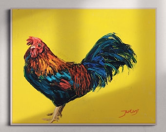 Farmhouse Kitchen Wall Decor | Chicken Wall Art | Rooster Art | Animal Painting | Modern Wall Decor | Printable Wall Art