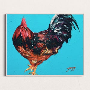 Farmhouse Decor | Chicken Wall Art | Contemporary Art | Animal Painting | Oil on Canvas | Modern Art | Modern Wall Decor