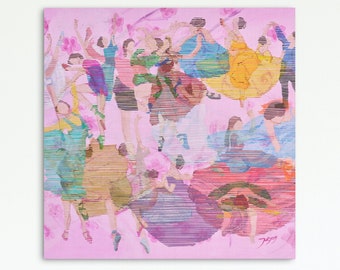 Dancing with Cherry blossoms | Spring Waltz | Ballet Art Print | Contemporary Optical Art | Printable Wall Art