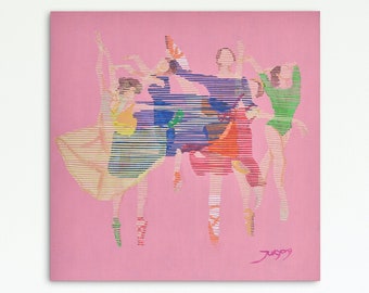 Spring Waltz | Digital Print of Original Artwork | Ballet Art Print | Contemporary Optical Art | Printable Wall Art | Elegant ballerinas