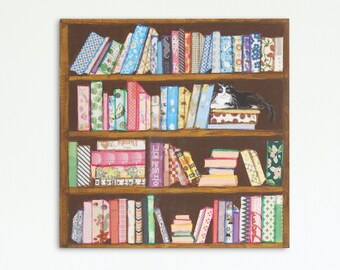Meow Bookstore | Office Wall Art Decor | Bookshelf Poster | Library Wall Decor | Reading Art Print | Colorful Poster | Printable Wall Art