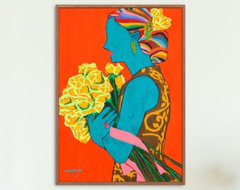 Colorful Woman Illustration Wall Art | Unique Art Print | Printable Wall Art | Digital Print
