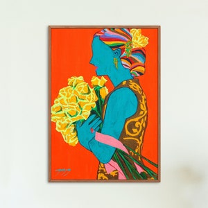 Colorful Woman Illustration Wall Art | Unique Art Print | Printable Wall Art | Digital Print