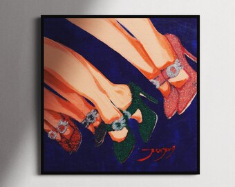 Shoes Art Print | Ballerinas Stone Powder Collage (Digital Print)
