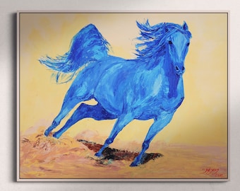 Horse Wall Art | Running Horse | Contemporary Art | Animal Painting | Oil on Canvas | Modern Art | Race Horse | Printable Wall Art