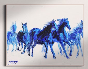 Horse Wall Art | Running Horse | Contemporary Art | Animal Painting | Oil on Canvas | Modern Art | Race Horse | Wall Decor