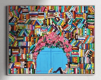 Book Lover Gift | Home Library Wall Art | Book Art Print | Colorful Bookshelf Poster | Reading Wall Art | Printable Wall Art