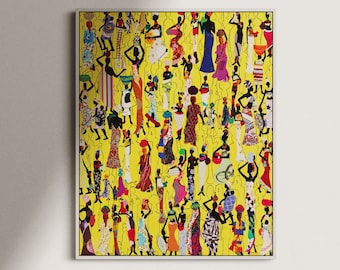 Women in Traditional Dress Art Print | Colorful Illustration (Digital Download)