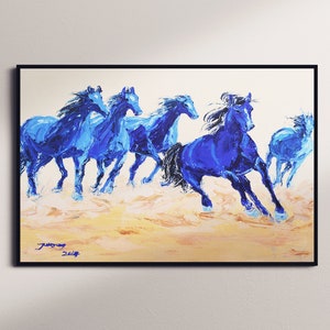 De Kunst | van de Muur van het paard Lopende paarden | Olieverfschilderij Paard | Animal Wall Art | Moderne kunst print | Afdrukbare kunst aan de muur
